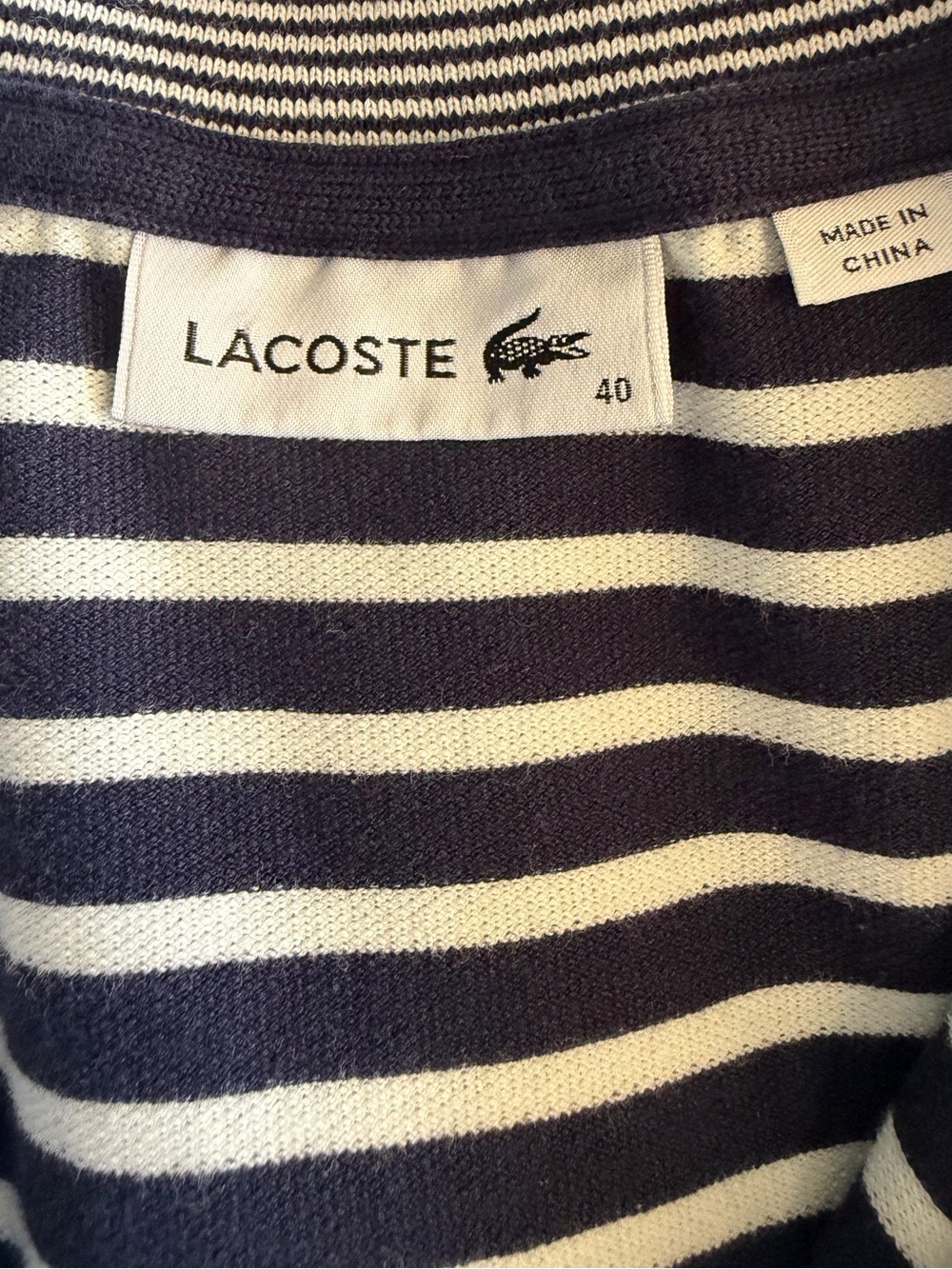 Lacoste Striped Polo Dress EU 40 US 8 Navy White Cotton Preppy Summer Casual - Picture 3 of 9
